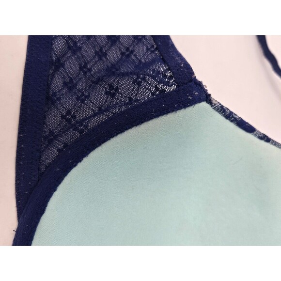 VICTORIA'S SECRET LINED DEMI BRA NAVY BLUE LACE PEACOCK BLUE WOMEN 36C SEXY - Picture 12 of 12